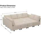 Canapé convertible modulaire sectionnel Belffin en velours côtelé, 12 places surdimensionné avec rangement pour salon