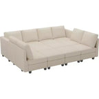 Canapé convertible modulaire sectionnel Belffin en velours côtelé, 12 places surdimensionné avec rangement pour salon