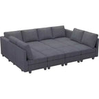 Canapé convertible modulaire sectionnel Belffin en velours côtelé, 12 places surdimensionné avec rangement pour salon