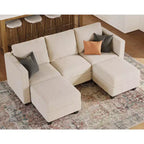 Canapé-lit modulaire sectionnel Belffin avec pouf de rangement, canapé sectionnel de luxe en velours côtelé avec méridienne convertible moderne pour salon