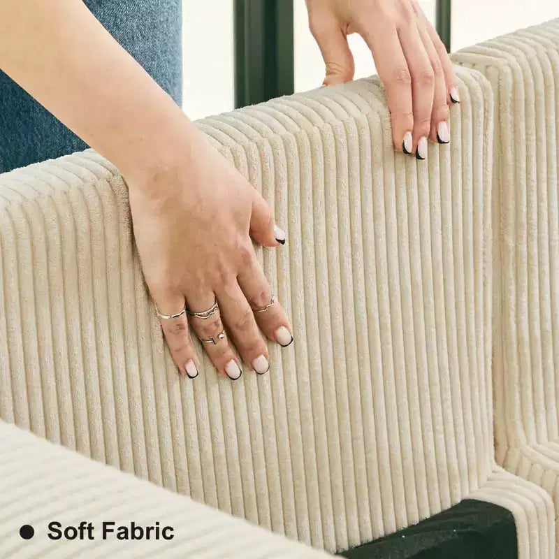 Canapé-lit modulaire sectionnel Belffin avec pouf de rangement, canapé sectionnel de luxe en velours côtelé avec méridienne convertible moderne pour salon