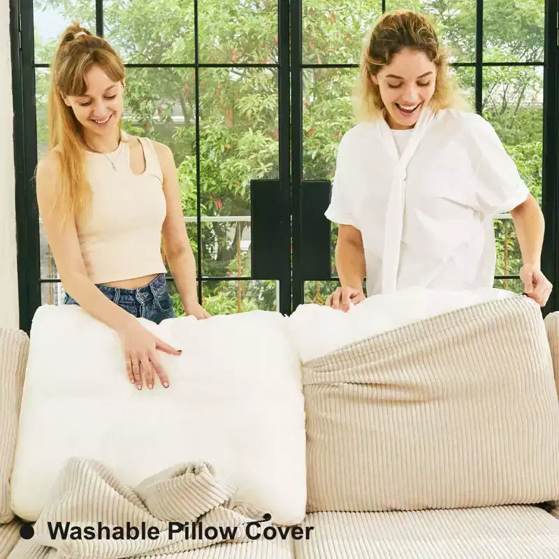 Canapé-lit modulaire sectionnel Belffin avec pouf de rangement, canapé sectionnel de luxe en velours côtelé avec méridienne convertible moderne pour salon