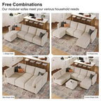 Canapé-lit modulaire sectionnel Belffin avec pouf de rangement, canapé sectionnel de luxe en velours côtelé avec méridienne convertible moderne pour salon