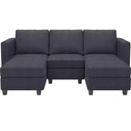 Canapé-lit modulaire sectionnel Belffin avec pouf de rangement, canapé sectionnel de luxe en velours côtelé avec méridienne convertible moderne pour salon