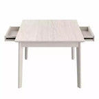 VECELO Rustic Square Dining Table, Rubber Wood Table with 4 Solid Wood Legs & 2 Storage Drawers for Kitchen, Gray