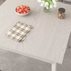 Table à manger carrée rustique VECELO, table en bois d'hévéa avec 4 pieds en bois massif et 2 tiroirs de rangement pour la cuisine, gris