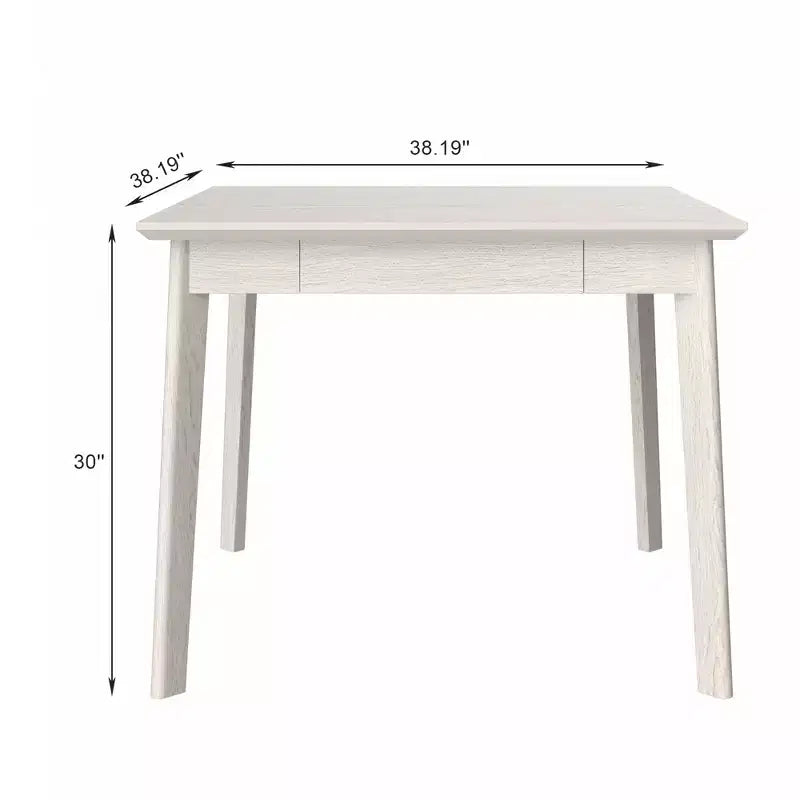 Table à manger carrée rustique VECELO, table en bois d'hévéa avec 4 pieds en bois massif et 2 tiroirs de rangement pour la cuisine, gris