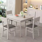 Table à manger carrée rustique VECELO, table en bois d'hévéa avec 4 pieds en bois massif et 2 tiroirs de rangement pour la cuisine, gris