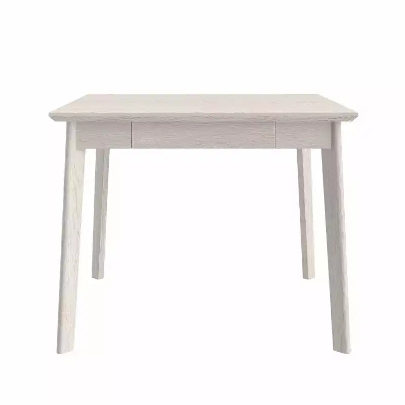 Table à manger carrée rustique VECELO, table en bois d'hévéa avec 4 pieds en bois massif et 2 tiroirs de rangement pour la cuisine, gris