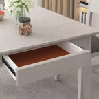 Table à manger carrée rustique VECELO, table en bois d'hévéa avec 4 pieds en bois massif et 2 tiroirs de rangement pour la cuisine, gris