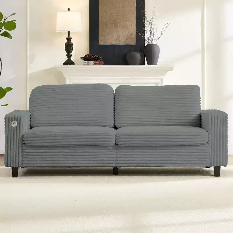 Canapé causeuse surdimensionné de 84 pouces avec port de charge USB et Type-C, canapé 2 places compact avec pochette latérale, canapé moelleux au design ergonomique