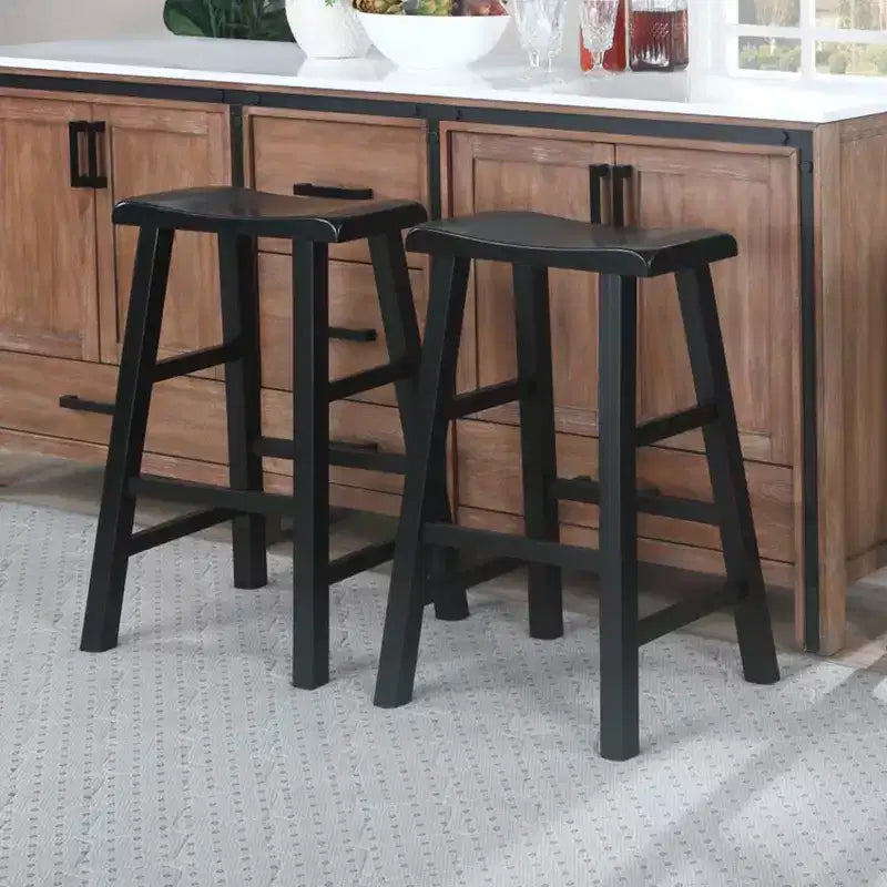 Tabourets de bar de cuisine eHemco en bois massif, 29 po, ensemble de 2