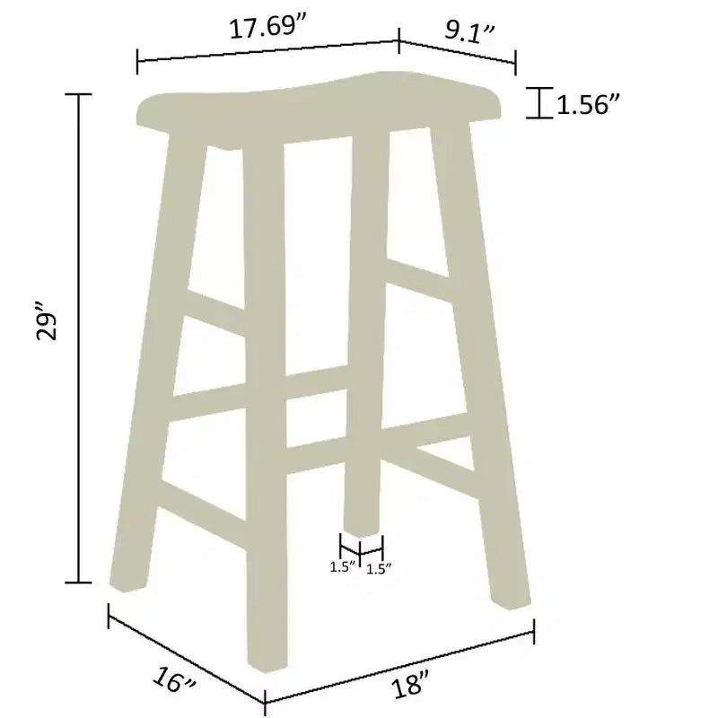 Tabourets de bar de cuisine eHemco en bois massif, 29 po, ensemble de 2