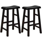eHemco Heavy-Duty Solid Wood Saddle Seat Kitchen Counter Barstools, 29 Inches, Set of 2