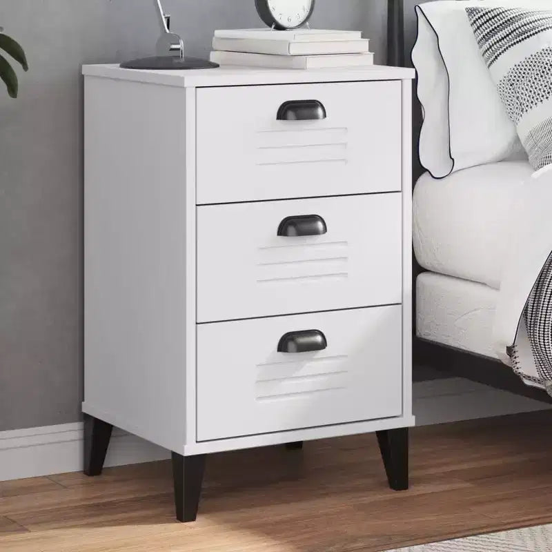 vidaXL Table de chevet D'appoint Meuble de chambre Bois d'ingénierie - Blanc Gris anthracite