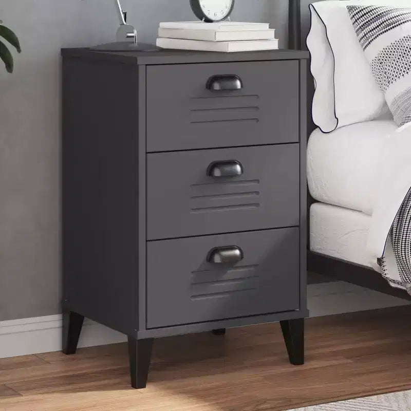 vidaXL Table de chevet D'appoint Meuble de chambre Bois d'ingénierie - Blanc Gris anthracite