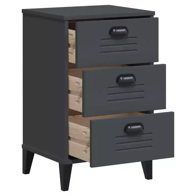 vidaXL Table de chevet D'appoint Meuble de chambre Bois d'ingénierie - Blanc Gris anthracite
