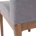 Ensemble de salle à manger 5 pièces avec 4 chaises rembourrées, style moderne du milieu du siècle, beige/gris+noyer-ModernLuxe