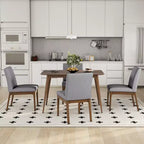Ensemble de salle à manger 5 pièces avec 4 chaises rembourrées, style moderne du milieu du siècle, beige/gris+noyer-ModernLuxe
