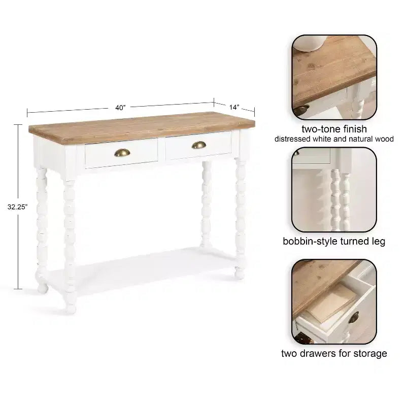 Console de rangement Kate and Laurel Rutledge, 40x14x33, Blanc