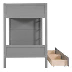 Lit superposé jumeau sur jumeau/double sur double avec 2 tiroirs et armoire multicouche, solution de rangement peu encombrante, blanc/gris - ModernLuxe