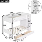 Lit superposé jumeau sur jumeau/double sur double avec 2 tiroirs et armoire multicouche, solution de rangement peu encombrante, blanc/gris - ModernLuxe