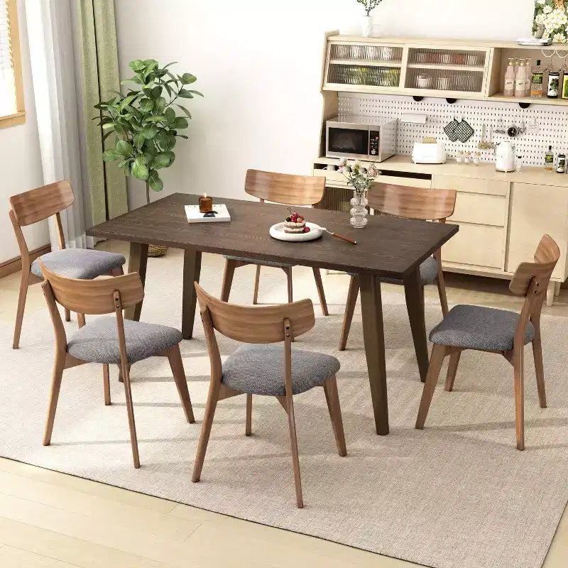 Lot de 2 chaises de salle à manger rembourrées en bois sans accoudoirs, style moderne du milieu du siècle - ModernLuxe