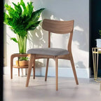 Lot de 2 chaises de salle à manger rembourrées en bois sans accoudoirs, style moderne du milieu du siècle - ModernLuxe