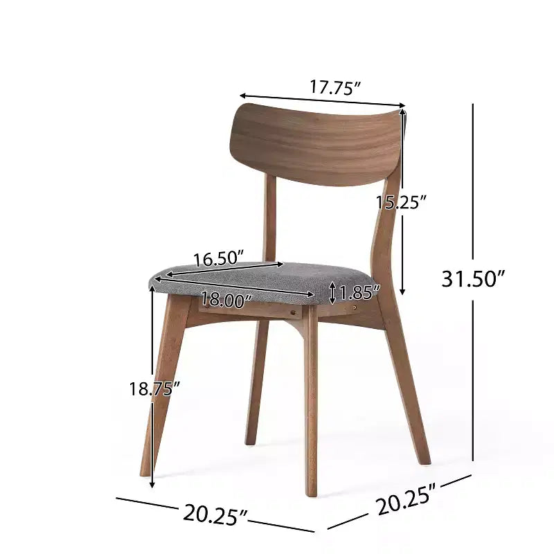 Lot de 2 chaises de salle à manger rembourrées en bois sans accoudoirs, style moderne du milieu du siècle - ModernLuxe