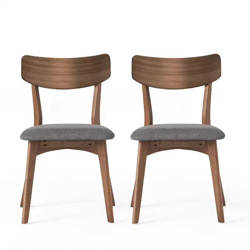 Lot de 2 chaises de salle à manger rembourrées en bois sans accoudoirs, style moderne du milieu du siècle - ModernLuxe