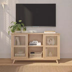 Plank+Beam Meuble TV scandinave en bois massif, 2 portes, 49 po, pour salon