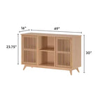 Plank+Beam Meuble TV scandinave en bois massif, 2 portes, 49 po, pour salon