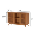 Plank+Beam Meuble TV scandinave en bois massif, 2 portes, 49 po, pour salon