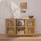 Plank+Beam Meuble TV scandinave en bois massif, 2 portes, 49 po, pour salon
