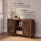 Plank+Beam Meuble TV scandinave en bois massif, 2 portes, 49 po, pour salon