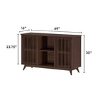 Plank+Beam Meuble TV scandinave en bois massif, 2 portes, 49 po, pour salon