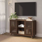 Plank+Beam Meuble TV scandinave en bois massif, 2 portes, 49 po, pour salon