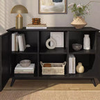 Plank+Beam Meuble TV scandinave en bois massif, 2 portes, 49 po, pour salon