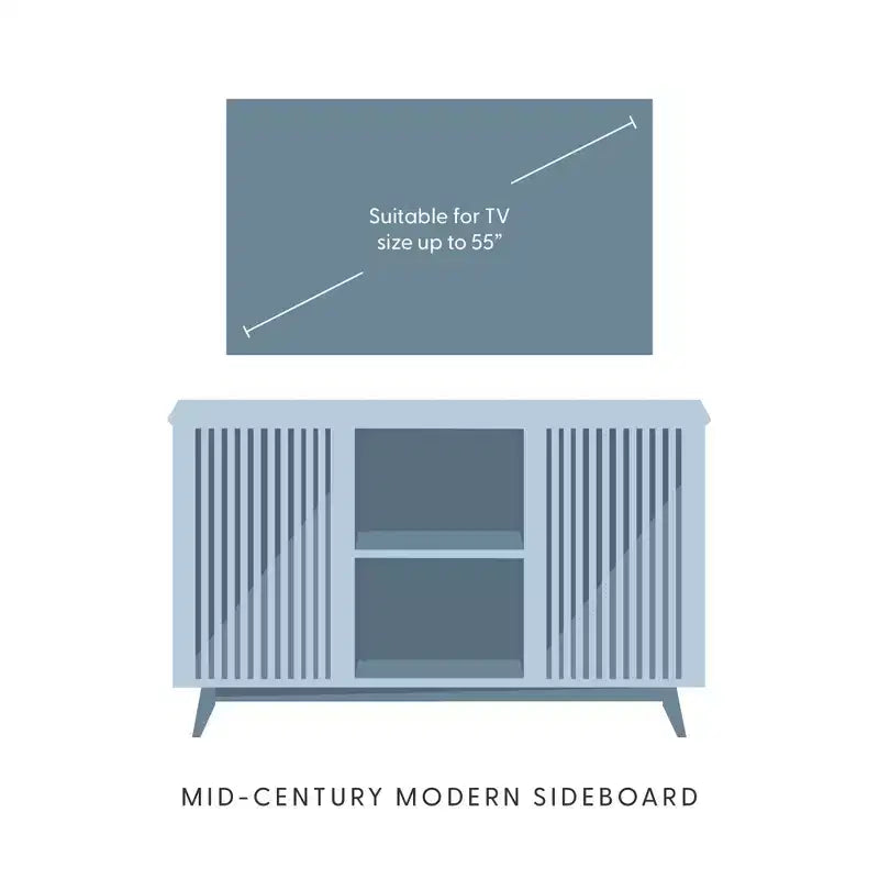 Plank+Beam Meuble TV scandinave en bois massif, 2 portes, 49 po, pour salon
