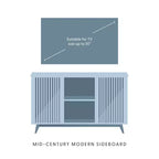 Plank+Beam Meuble TV scandinave en bois massif, 2 portes, 49 po, pour salon