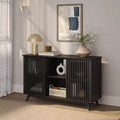 Plank+Beam Meuble TV scandinave en bois massif, 2 portes, 49 po, pour salon