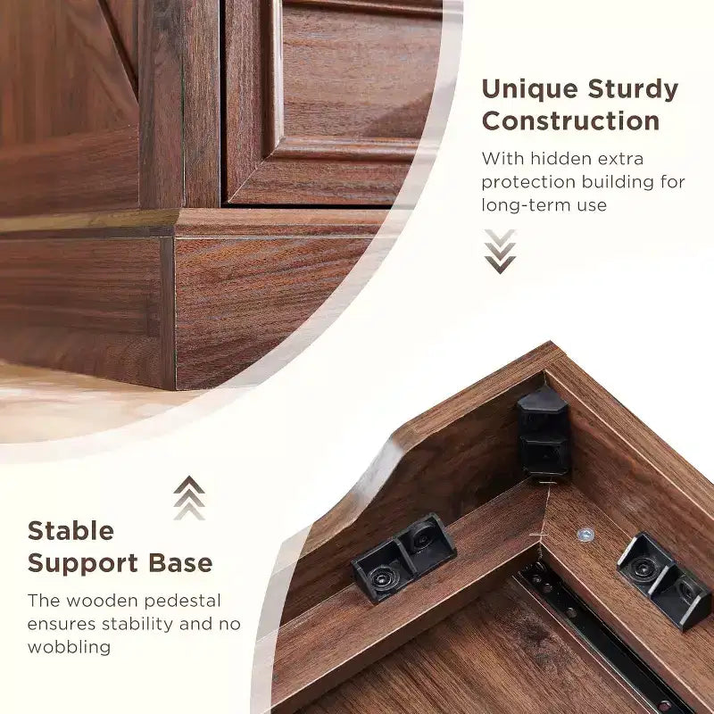 Commode à 6 tiroirs pour chambre, Meuble TV de style ferme avec 6 tiroirs, Commode rustique en bois de 52 po de largeur pour chambre
