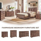 Commode à 6 tiroirs pour chambre, Meuble TV de style ferme avec 6 tiroirs, Commode rustique en bois de 52 po de largeur pour chambre