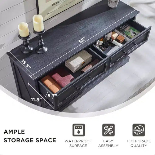 Commode à 6 tiroirs pour chambre, Meuble TV de style ferme avec 6 tiroirs, Commode rustique en bois de 52 po de largeur pour chambre