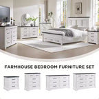 Commode à 6 tiroirs pour chambre, Meuble TV de style ferme avec 6 tiroirs, Commode rustique en bois de 52 po de largeur pour chambre
