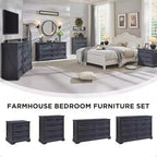 Commode à 6 tiroirs pour chambre, Meuble TV de style ferme avec 6 tiroirs, Commode rustique en bois de 52 po de largeur pour chambre