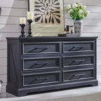 6 Drawer Dresser for Bedroom, Farmhouse TV Stand with 6 Drawers, 52 W Rustic Dresser Wood Chest of Drawers for Bedroom