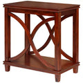 eHemco Solid Wood Rectangle Decorative Console Table, 2-Tier Side Table with X-Design Design, Cherry