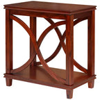 eHemco Solid Wood Rectangle Decorative Console Table, 2-Tier Side Table with X-Design Design, Cherry