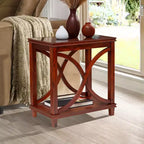 eHemco Console décorative rectangulaire en bois massif, table d'appoint à 2 niveaux avec motif en X, cerisier